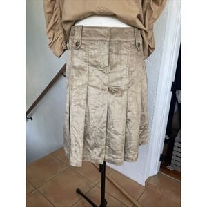 BCBG Women's Corduroy Pleated Skirt size 12 Gold‎ Tan short